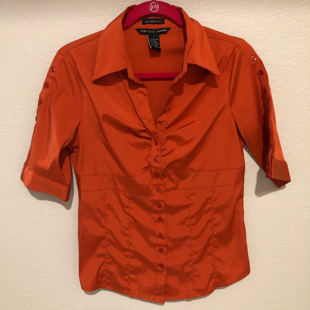 Antilia Femme Orange Blouse Size L
